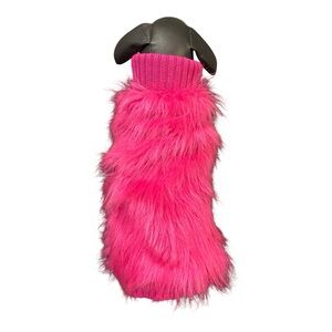 M/L hot pink fury pet sweater cream color